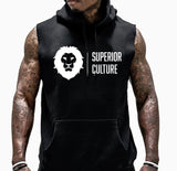 Black and White Superior Culture Sleeveless Hoodie