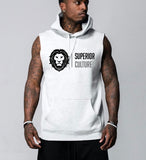 Black and White Superior Culture Sleeveless Hoodie